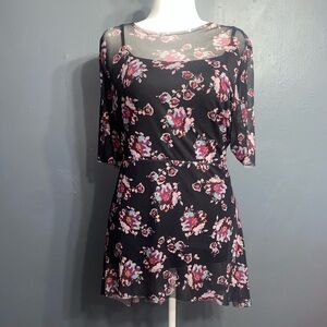 Floral Sheer Black Dress